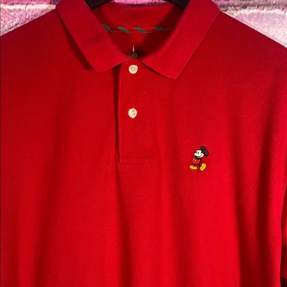 Disney Parks Men’s XL Polo Shirt Red Mickey Mouse Embroidered Cotton Blend - Picture 2 of 10